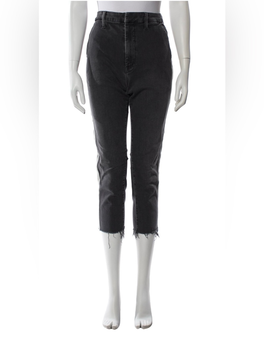 MOTHER The Shaker Prep Fray Jeans Dear Mr Black Racer Side Stripe Black Size 28 - Picture 5 of 14